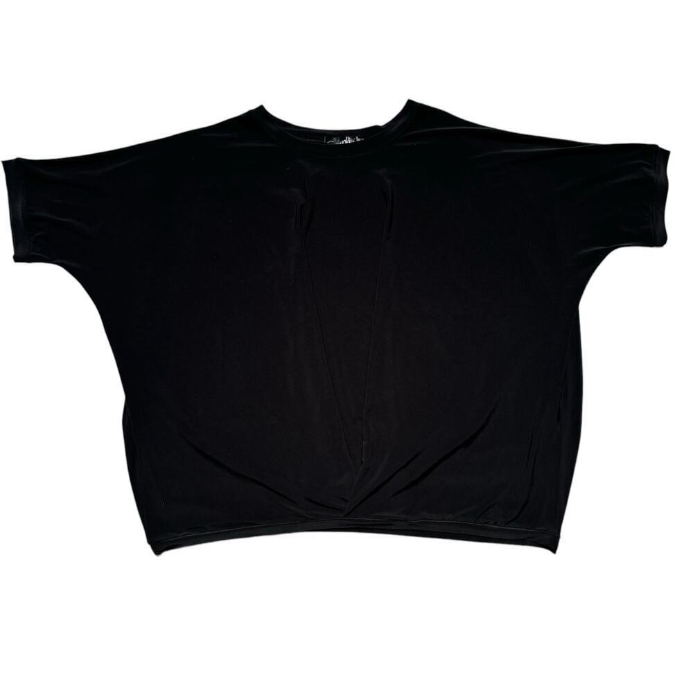 Sympli Short Sleeve Knit Top Tunic Size 16 Stretchy Flowy Crossover Detail - Picture 4 of 6